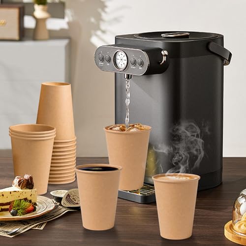SIUQ 300 Pack 12 oz Kraft Paper Cups, Unbleached Disposable Paper Coffee Cups, Thickened Hot/Cold Beverage Drinking Cup for Party, Home, Cafes, Bistros, Businesses (Brown) - style: 12oz-300pack