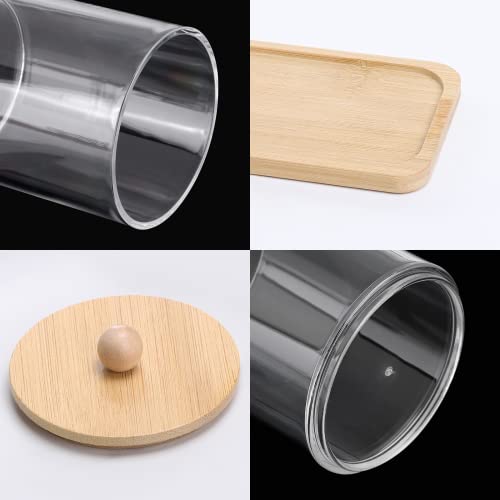 Tbestmax 10 Oz Cotton Swab/Ball/Pad Holder, Qtip Apothecary Jar, Clear Bathroom Containers Dispenser for Storage 3 Pack Wood Lids - color: Group A - 3 Pcs 10 oz