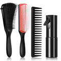 Hommtina Detangling Brush Set with Hair Spray bottle, Hair Brushes for Women and Kids Curly Hair (3 PCS, Black+Red) - color: Black+Red, size: 3 PCS