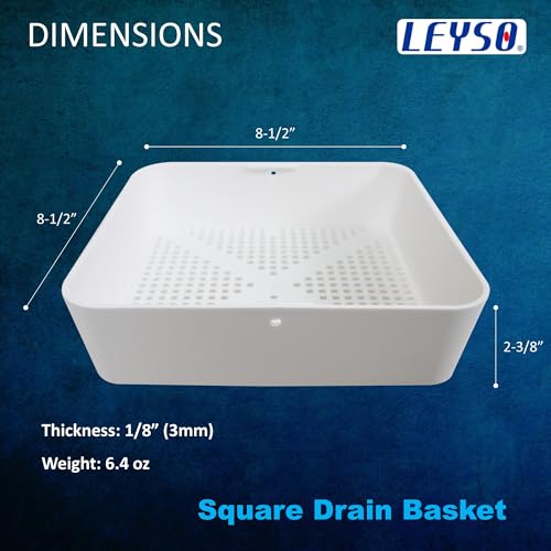 Leyso 8.5-inch Thermoplastic Floor Sink Drian Cover, Square Drain Basket, Drop-in Sink Drain Strainer, Fit in 12" Floor Sink & Use for Restaurant Compartment Sink (4 Pcs) - style: 2-3/8"H PP x 4