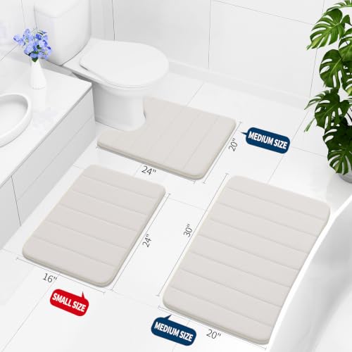 Buganda Memory Foam Bath Mat, 47" x 17", Ultra Soft Bathroom Rugs, Water Absorbent and Machine Washable Bath Rug Runner for Bathroom, Shower, and Tub, Cream - color: Cream, size: 47" X 17"