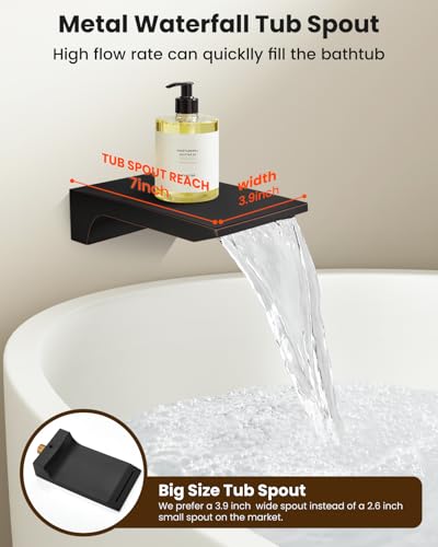 gotonovo Shower System with Tub Spout,Waterfall Tub Shower Faucet Set for Bathroom Head and Handle Set Wall Mounted 3 Function Rough-in Valve and Trim Included 12 inch Shower Head Oil Rubbed Bronze - color: Oil Rubbed Bronze, size: 12 inch Shower Head