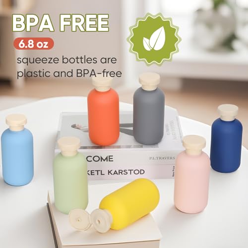 3 PACK Travel Shampoo Bottle, Empty Plastic Squeeze Bottles 6.8oz with Flip Cap, Lotion Container for Toiletries Travel Size Shampoo and Conditioner - color: Yellow, size: 6.8 oz