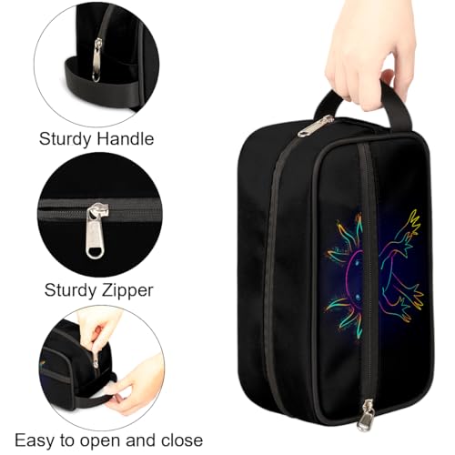 Kids Travel Toiletry Bag - Black Axolotl Waterproof Hanging Cosmetic Hygiene Bags for Boys Men - Large Shave Kit for Toiletries Accessories Bathroom Stuff - color: Black Axolotl