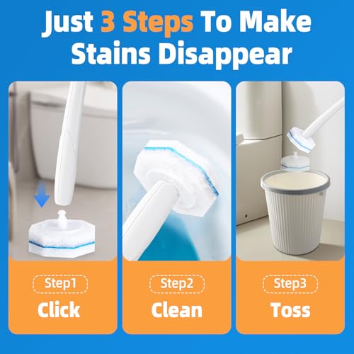 100 Count Toilet Wand Refills Disposable Toilet Brush Toilet Cleaner Refill Pads Wand Kit Scrubber Refills Compatible With Most Brushes No Falling Apart, Fresh Fragrance