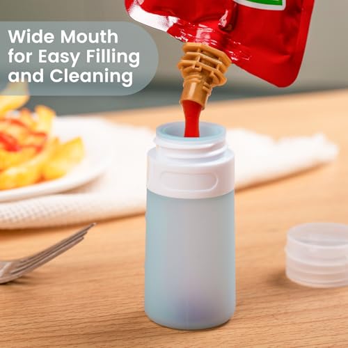 MICEBAY Condiment Squeeze Bottles for Sauces, 2-oz Mini Silicone Salad Dressing Container to Go with Reusable Sandwich Bag, Leakproof Ketchup Bottle for Bento Lunch Box, 4 Pack, Gray - color: Gray, size: 2 OZ