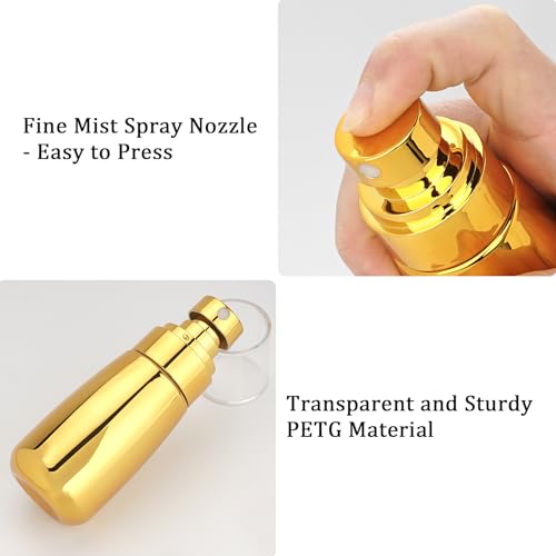 Cosywell Travel Spray Bottle 3 Pack 2oz 60ml Leak Proof TSA Approved Fine Mist Spray Bottle Empty Plastic Refillable Containers for Hair Perfume Toners Rose Water Cosmetics(Gold+Pink+Clear) - color: Gold+Pink+Clear, size: 2 oz