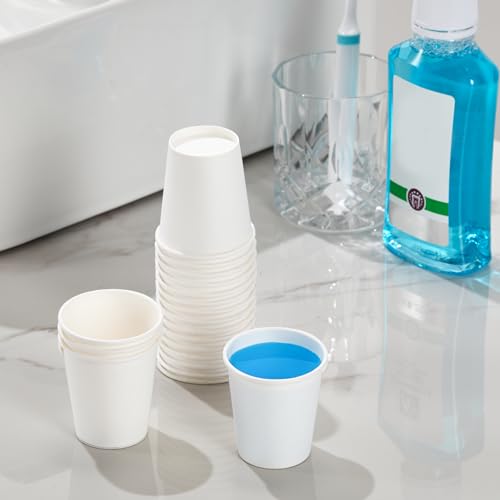 SIUQ 300 Pack 5 oz Paper Cups, White Disposable Paper Cups, Small Bathroom Mouthwash Cups, Hot/Cold Drinking Cup for Bathroom, Home, Party, Office, Picnic, Travel - color: 300pack-5oz