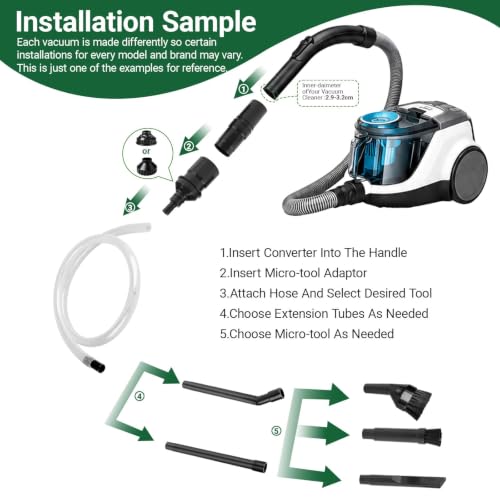 EZ SPARES Crevice Attachment Kit, Compatible with 1-1/4 Inch Vacuum,Micro Cleaning Tools for Keyboard, Crevice, Car, Vents & Tight Spaces, Woodworking,Pet Cleaning, with Storage Bag+Boost Suction