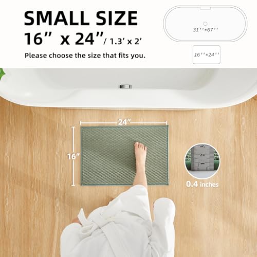 TYUU Bathroom Rugs Non Slip Washable, Super Absorbent Thin Bath Mat Small Quick Dry Low Pile Bathroom Rug, Sage Green 16"x24" - color: Sage Green, size: 1'4" X 2' (Rectangular)