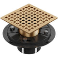 Champagne Bronze 4 Inch Shower Floor Drain with Flange - Square Shower Drain with Hair Strainer - Removable Strainer Cover - SUS304 Stainless Steel - Antique Brass - color: Champagne Bronze