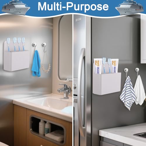 Palksky 2pcs Magnetic Toothbrush Holder for Cruise Essentials 2025, Tooth Brush Organizer with 2 Magnetic Hooks for Alaska/Caribbean Cruise Must Have - color: 2 Pcak Magnetic Toothbrush Holder