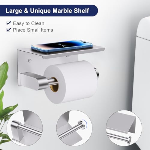 5-Piece Towel Bar Set Brushed Nickel Bathroom Hardware Accessories Set Upgraded Toilet Paper Holder with Shelf Towel Holder Set for Bathroom Stainless Steel Wall Mounted - color: Brushed Nickel, size: 5-Piece Upgraded Set