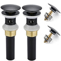 Rockgoya Bathroom Sink Drain,2 Pack Drain Stopper Bathroom Sink with Overflow,Pop Up Drain Assembly with Detachable Strainer Basket,Built-in Anti-Clogging Strainer,Stainless Steel Mattle Black - color: Mattle Black-2 Pack, style: With Overflow