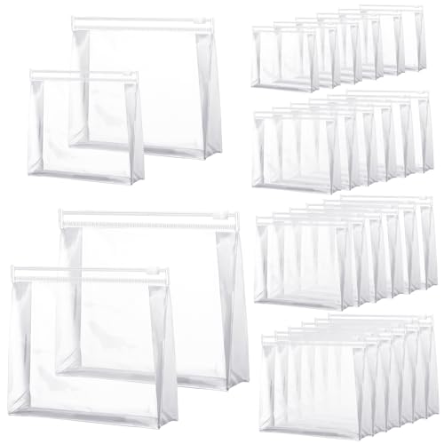 Xuniea 100 Pcs Mini Clear Makeup Bag PVC Small Travel Toiletry Organizer Pouches Bulk Waterproof Transparent Plastic Cosmetic Bag with Zipper for Women Men Travel (11'',9.8'',7.9'',5.9'') - size: 11'',9.8'',7.9'',5.9''