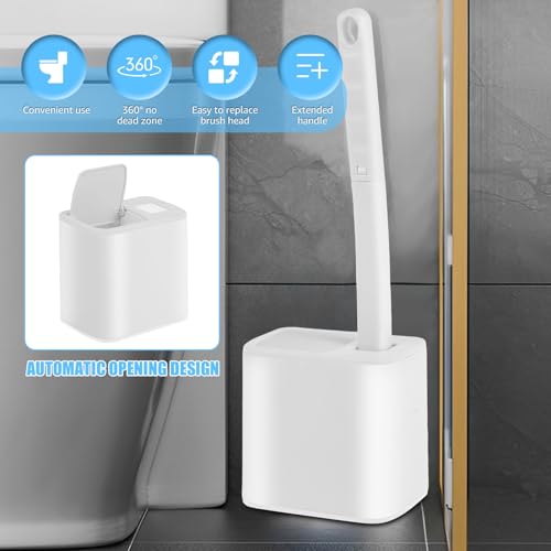 Disposable Toilet Cleaning Brush and Holder Set, Disposable Toilet Brush with 30 Wand Cleaner Refills, Disposable Toilet Cleaning Pads, Bathroom Toilet Bowl Brush and Holder Set (A) - color: A