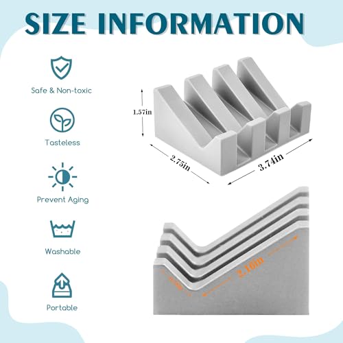 Self Draining Soap Dish Holder,Silicone Soap Dish,for Bathroom,Kitchen, Sponges，Can Extend Soap Life，Keep Soap Bars Dry and Easy Cleaning (Light Grey,4-Pack) - color: Light Grey,4-pack