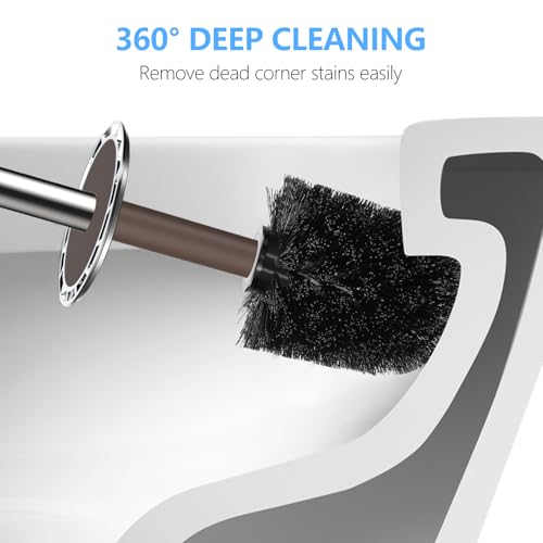 SetSail Toilet Brush, Compact Size Toilet Bowl Brush and Holder Toilet Brushes for Bathroom with Stainless Steel Handle Toilet Cleaner Brush with Durable Scrubbing Bristles, Brown - color: Brown, size: 1 pack