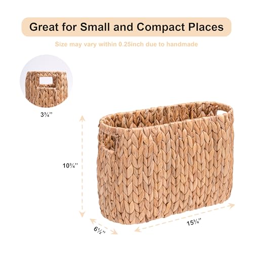 Wicker Toilet Paper Storage Holder with Built-in Handles, Toilet Paper Holder for up to 6 Mega Rolls, Water Hyacinth Toilet Paper Baskets Bathroom Accessories Organizer