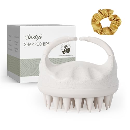 Sndyi Soft Silicone Scalp Massager for Dandruff Removal and Hair Growth - Wet Dry Scalp Exfoliator Brush for Scalp Care - Beige - color: Beige