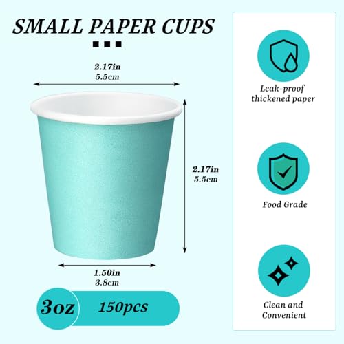 150 Pack 3oz Paper Cups, Bathroom Cups Disposable,Moushwash Cup Small Snack Cup for Water, Juice,Candy Ideal for Party Bathroom and Office - color: Blue, size: 150 Count