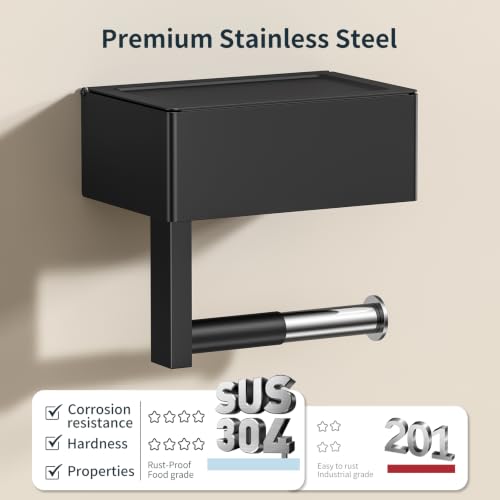 FORIOUS Toilet Paper Holder with Shelf, Sanitary Napkin Receptacle Tampon Holder, Wall Mount Toilet Paper Holder with Storage, Flushable Wipes Dispenser Fits for Bathroom Commercial, 6.5" L | Brushed Nickel 1 Pack - color: Stainless Steel, size: 1 Pack-6.