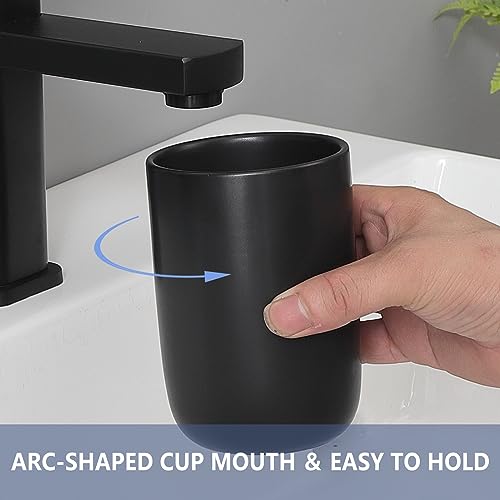 Matte Black Toothbrush Holders for Bathrooms - 1 Cups Ceramic Toothbrush Toothpaste Holders, Black Bathroom Tumbler Cup Reusable Toothbrush Cup Black Mouthwash Cup, Bathroom Counter Organizer - color: Black, size: 1pcs