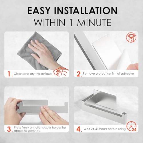 Auxmir Toilet Paper Holder Self Adhesive, Premium Thicken SUS304 Stainless Steel Rustproof Toilet Roll Holder No Drilling, Wall Mount Toilet Tissue Holder for Bathroom Kitchen Washroom, Brushed Nickel - color: Toilet Paper Holder-silver