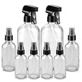 Worldgsb Glass Spray Bottles, 16oz*2+4oz*2+2oz*4 Refillable Containers, Empty Boston Round Bottles with Adjustable Nozzle for Cleaning, Gardening, Aromatherapy, Pets, Plant, Hair - Clear - color: Clear