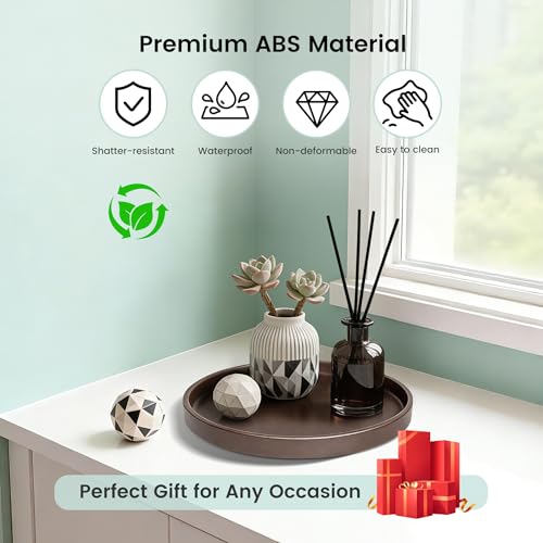 1 Pack 10" Bathroom and Vanity Tray, ABS Bathroom Counter Organizer, Coffee Table Decor for Perfume, Candles, Keys &More. Kitchen Countertop Organizer, Decorative Tray Soap Holder, Brown - color: Brown, size: 10"
