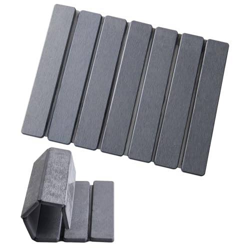 15.76 Inch Foldable Stone Bath Mat, Super Absorbent Diatomaceous Earth Mat, Dark Grey Easy Clean Rollable Drying Mat, Non-Slip Quick Dry Stone Bath Mats for Bathroom Kitchen Outdoor - color: Dark Grey, size: 12" x 1'4" (Rectangular)