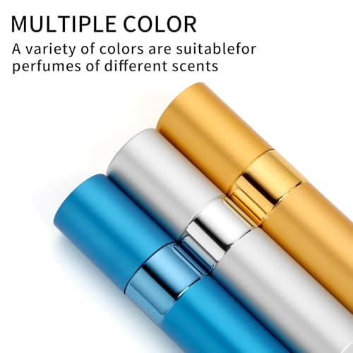 Perfume Travel Refillable Atomizer 8ML (3PCS) - Empty Cologne Spray Bottle, Portable & Leakproof Sprayer for Travel (Blue, golden, Silver) - color: Blue, golden, Silver