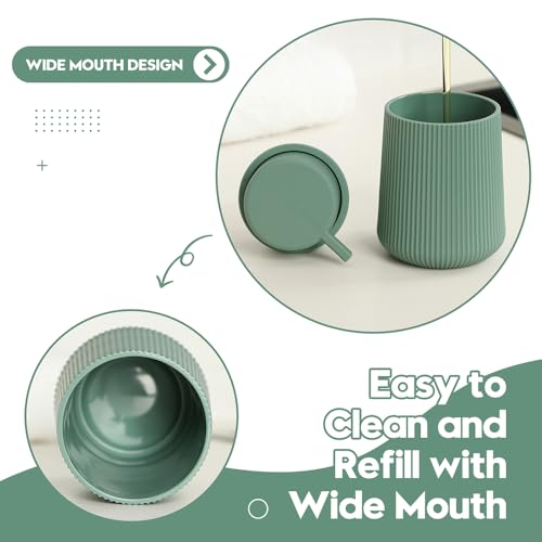 YAUKPH Striped Liquid Hand Soap Dispenser with Leak-Proof Pump for Bathroom and Kitchen Countertop 11oz Sage Green - color: Sage Green, size: Liquid Dispenser