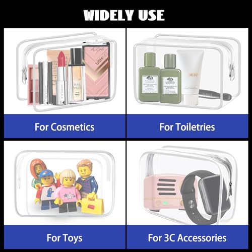 YedsIntu 16 Pieces Small Clear Makeup Bag PVC Zippered Pouches, TSA Approved Toiletry Bag for Travel, Waterproof Cosmetics Bag Vinyl Plastic Organizer Case for Vacation Bathroom - color: White-S