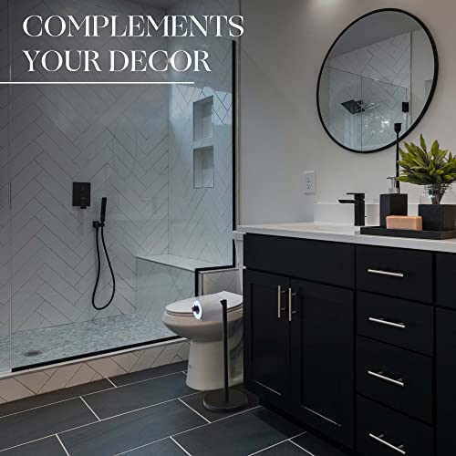 Marmolux Acc - Free Standing Toilet Paper Holder Stand 1pc - Bathroom Storage for 4 Rolls of Toilet Tissue Modern Stainless Steel Matte Black - Toilet Roll Stand - color: Matte Black