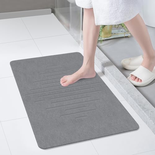 THMINS 2 Pack Extra Large Stone Bath Mat, 32''x20'' Non-Slip Diatomaceous Earth Stone Bath Mat, Super Absorbent Quick Drying for Bathroom, Easy to Clean