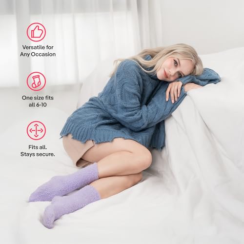 CoolMate Cozy Soft Cloud Socks, Fuzzy Socks for Women - color: A.01 - Bloom Purple