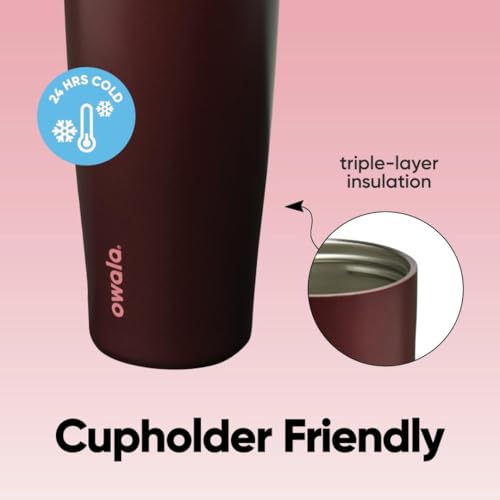 Owala FreeSip Sway Insulated Stainless Steel Water Bottle with Two-Way Spout, Built-In Straw and Bucket Handle, Made for Travel, School, and Sports, 40oz, BPA Free, Leak Proof, Black Cherry - color: Black Cherry, size: 40 Ounces