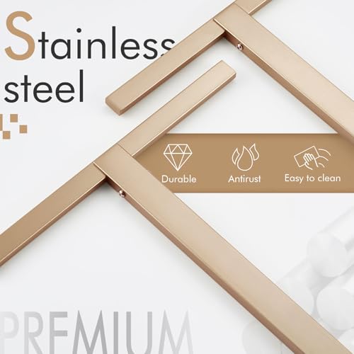 KOKOSIRI Hand Towel Bars Standing Towel Racks with Marble Base for Bathroom Kitchen Vanity Countertop, Champagne Bronze Stainless Steel 15.7'' Height THS0001-SM-CPG - color: Champagne Bronze, size: 2-Bar