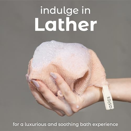 MainBasics Japanese Deep Exfoliating Shower Towel, 3 Pack, Earthy Love | Japanese Nylon, Body Washcloth, Textured for Effective Exfoliation, Quick-Dry, Durable, Helps Reveal Smoother Skin - color: Earthy Love