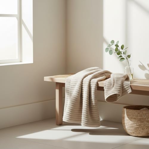 6-Piece Bath Towel Set(30"x60"), 2 Large Bath Towel Sheets, 2 Hand Towels and 2 Washcloths - Highly Absorbent Quick Dry Microfiber,Ultra Soft Towel Set for Bathroom (Beige) - color: Beige, size: 30x60 Bath Towel Set of 6