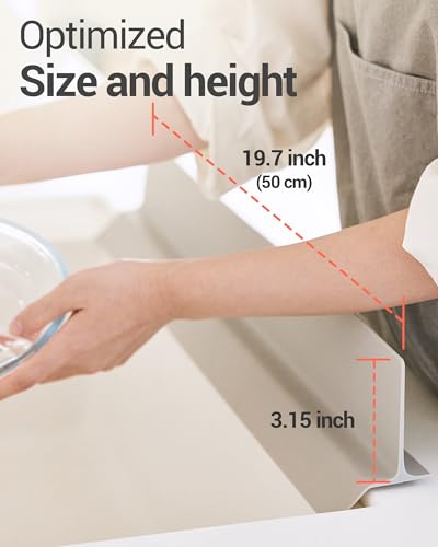 DEARCUS Kitchen Sink Splash Guard 19.7 Inch – Soft Silicone Water Shield for Apartment, Small Kitchen & Bathroom Sinks, Keeps Clothes Dry During Dishwashing, Strong Suction Non-Slip (Deep Gray) - color: Deep Gray, size: 19.7"