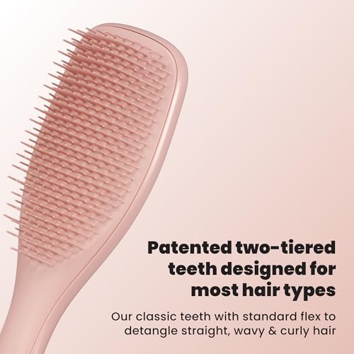 Tangle Teezer Ultimate Detangler Brush, Straight to Wavy, Summer Rose | Patented two-tier, regular-flex teeth reduce breakage & split ends on wet or dry hair; Shower-friendly hairbrush for all ages - color: Summer Rose