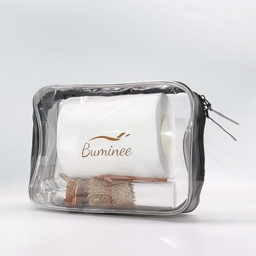 Buminee Clear Travel Bags for Toiletries, Lightweight Toiletry Bag, 2 Pack Multipurpose Transparent TSA Cosmetic Bag - color: black 2 Pack