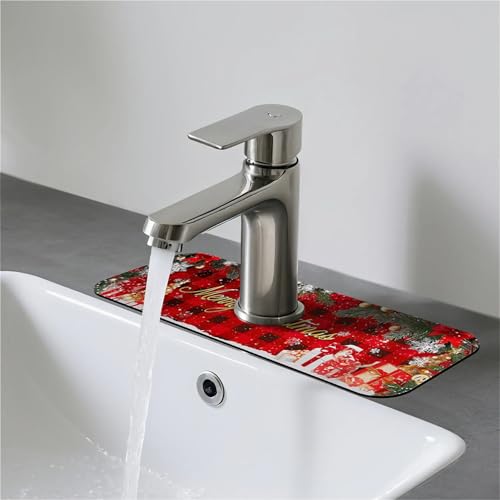 Faucet Fast Absorbent Pad - Snowman Christmas Tree Gift , Suitable For Kitchen, Bathroom, Island And Other Scenes - color: Snowman Christmas Tree Gift