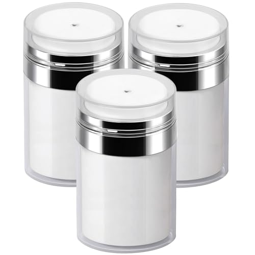 3Pack 3.5Oz Airless Pump Jars Lotion Container, Pump Bottle Dispenser Moisturizer Containers, Empty Makeup Bottle Cosmetic Jar - size: 3.5 Ounces, style: 3 JARS