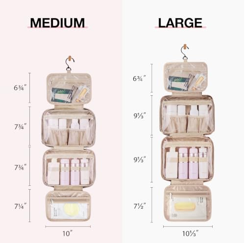 BAGSMART Toiletry Bag Hanging Travel Makeup Organizer with TSA Approved Transparent Cosmetic Bag Makeup Bag for Full Sized Toiletries（Cherry Red - color: Cherry Red, size: Large