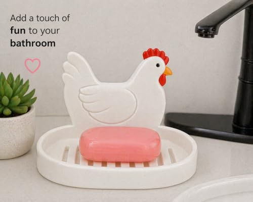 Chicken Self Draining Soap Dish Cute Decorative Bathroom Soap Holder