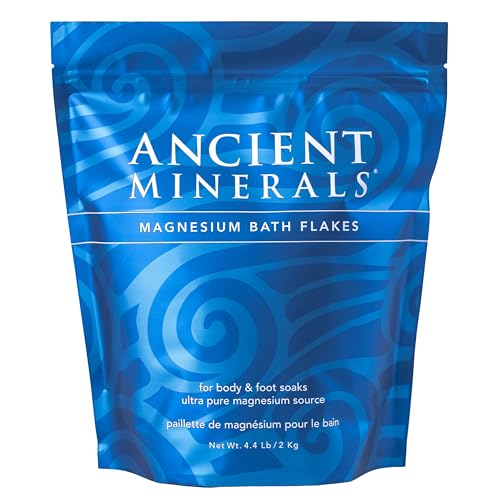 Ancient Minerals Magnesium Bath Flakes - Bathing Alternative to Epsom Salt - Soak in Natural Salts - High-Absorption Efficiency for Relaxation, Wellness & Muscle Relief (4 .4 lb) - size: 70.4 Ounce (Pack of 1)