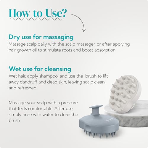 HEETA Scalp Massager 2 Pack for Hair Growth, Soft Silicone Bristles to Remove Dandruff and Relieve Itching, Scalp Scrubber for Hair Care Relax, Shampoo Brush for Wet Dry Use, New Grey & Beige - color: 01- New Grey & Beige
